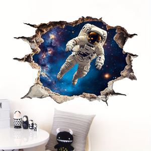 TEMU 2개 3D 우주비행사 창 벽 스티커, 현대 기하학적 우주 테마 비닐 데칼, 침실, 거실, 서재, TV 배경 장식을 위한 자체 접착 광택 마감, 분리 가능한 타원형 모양, 배터리 필요 없음