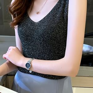 TEMU 여성의 우아한 V넥 니트 탱크 탑, 비스코스 75% 폴리에스테르 25% 블렌드, 올 시즌 단색 컬러 슬링백 슬리브리스 셔츠, 캐주얼 다용도 내부 및 외부 착용