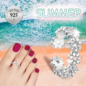 TEMU 여성용 오픈 토 링 1개 | S925 실버, 우아하고 귀여운 플로럴 디자인의 Y2K 스타일, 파티, 휴가, 결혼식, 사진 촬영, 뮤직 페스티벌, 발렌타인데이, 어버이날, 웨딩 시즌에 완벽