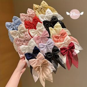 TEMU 9/11/20개 컬러풀 리본 머리핀, 핑크색 풀퍼 클립 - 데일리 및 학교 생활에 어울리는 청소년용, 헤어 스타일링 도구,학교 용품,장난기 넘치는 헤어 타이,스타일리시 헤어 액세서리,편안한 헤어밴드,부드러운 원단 리본,멀티팩 헤어 액세서리,젊은 여성용 클립