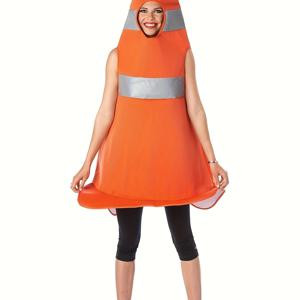 TEMU 한 사이즈 핼러윈 오렌지색 교통 콘 코스튬 (성인용)