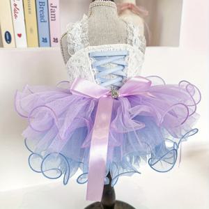 TEMU 우아한 파스텔 티루 강아지 드레스, 레이스 트림 및 러플 스커트 - 작은 강아지와 고양이에게 귀여운 애완동물 패션, 부활절, 결혼식, 생일 파티, 공식 행사에 완벽