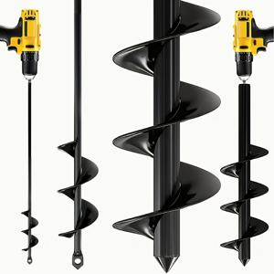 TEMU 식물 심기용 아거 드릴 비트, 2개 세트 정원 지상 토양 스파이럴 드릴 비트, 포스트 홀 딩거 플랜터 도구, 꽃밭 채소 파기용 헤비 듀티 불브 플랜터 툴, 2