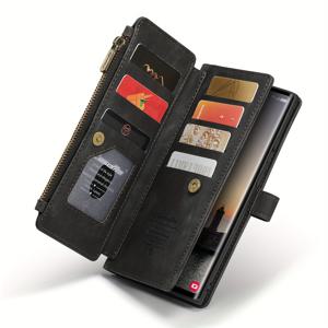 TEMU 삼성 S25 Edge PLUS Ultra FE와 호환되는 이 지갑 케이스는 신용 카드 슬롯과 지퍼 동전 지갑을 특징으로 하며, PU로 제작되었습니다.|카드지갑