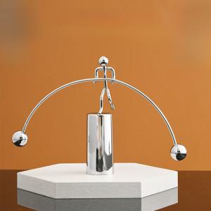 TEMU 스테인리스 스틸 밸런스 볼 조각상 | 현대적인 책상 장식 | 집과 사무실을 위한 다이내믹 스윙 아트 피규어 | 전원 필요 없음 | 독특한 수집용 선물 아이디어, 홈 데코를 위한 동상