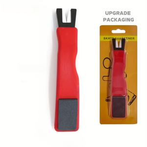 TEMU 얼음 스케이트 엣지 샤프너 - 하키 및 피겨 스케이트용 휴대용 그라인드 스톤 도구, ABS 소재, 빨간색 & 검은색, 스케이트 샤프닝 | 컴팩트한 디자인 | 내구성 있는 ABS