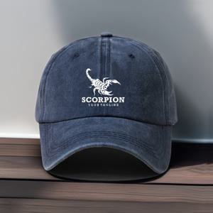 TEMU 1개 전갈 프린트 빈티지 아빠 모자 - 디자인의 블랙 레이온 야구모자, 실외 캐주얼 착용을 위한 조절 가능한 핏