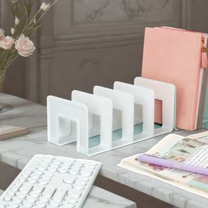 TEMU 4단 파스텔 핑크/블루/그린/화이트 북스탠드 & 데스크탑 정리대 - 대용량 헤비듀티 A-프레임 북엔드 선반, 공간절약형 수직 책장 (사무실, 도서관용) - 책, 저널, 태블릿 호환