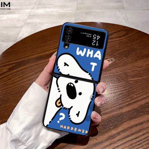 TEMU 만화 개와 텍스트 디자인, 패션적인 PC 소재로 칠한 인조 가죽 스타일, 플립 시리즈 Flip 4, Z Flip 5, Z Flip 6, W22, W23, 폴드 4, 폴드 5, 폴드 6 모바일 폰 보호 케이스에 적합