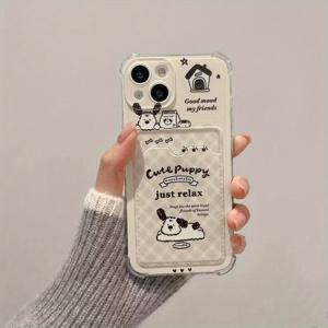 TEMU 그리드 개 사진 카드 홀더 폰 케이스, 충격 방지 및 낙하 방지, 아이폰16 16프로 16프로맥스 15프로 15프로맥스14 14프로맥스 11 XS맥스 XR용