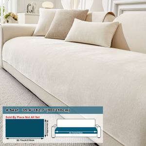 TEMU 1pc 현대 단색 셔닐 소파 커버, 두꺼운 샌드위치 디자인, 애완동물 친화적인 폴리에스터 슬립커버, 의자부터 4좌석 소파까지, 기계 세척 가능, 미끄럼 방지 소파 프로텍터, 셔닐 소파 커버