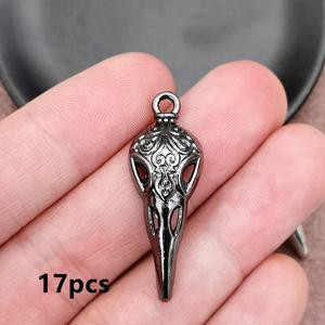 TEMU 17개 해골 새 머리 참 펜던트, 스타일 주얼리 액세서리, 수제 DIY 쥬얼리 만들기 팔찌, 목걸이, 귀걸이 액세서리 13*35mm