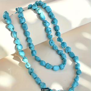 TEMU 1pc 빈티지 트리벌 스타일 자연 터키스 비즈 목걸이 - 우아한 보석 장식, 12월 출생석, 돌 주재 물질, 코팅 없음, 일상 및 파티용 착용, 장식|우아한 액세서리|자연 보석