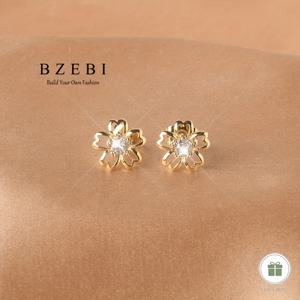 TEMU 베이비 여성용 우아한 플로랄 큐빅 합성 지르코니아 스터드 귀걸이 한 쌍 - 발렌타인데이, 어머니날 및 크리스마스 선물용 금색 알레르기 방지 주얼리, 특별한 날 액세서리와 함께하는 선물 상자 포함 | 세련된 소품