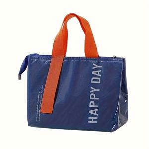 TEMU 비식품 접촉용 대용량 보온 도시락 가방 - 두꺼운 알루미늄 호일 & 내구성 옥스포드 원단, 재사용 가능한 테마 토트백 (블루, 핑크, 퍼플, 옐로우, 틸) - 사무실, 캠핑, 피크닉 필수품, 안전한 지퍼 잠금 장치, 디자인