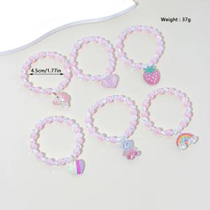 TEMU 여러분은 6개의 핑크 비즈 동물 귀걸이 팔찌 세트를 받았습니다. 작은 소녀들을 위한 귀여운 보석 세트, 파티 선물, 선물 가방 채우기, 교실 상, 생일 선물, 귀걸이 팔찌|재미있는 디자인| 비즈