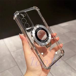 TEMU 삼성 S20 FE 5G용 스탠드가 있는 투명한 충격 방지 폰 케이스, 코너 에어백 보호 기능이 있습니다.