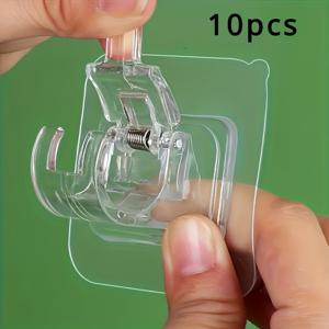 TEMU 10pcs 커튼 로드 후크, 텔레스코픽 로드, 고정 클립, 브래킷 및 비구멍 홈 샤워 커튼 타월 로드 홀더 브래킷, 후크