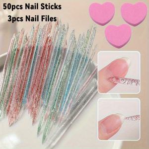 TEMU 53pcs 혼합 색상 네일 아트 드릴 스틱: 더블 엔드 오렌지 나무 스틱, 다기능 엠보우, 드릴 및 글루 제거 도구 - 손톱 아트를 위한 필수품 - 매니큐어 및 발 매니큐어에 적합