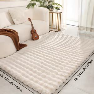 TEMU 1pc 푹신한 토끼 모피 지역 매트 - 부드럽고 부드러운 폴리에스터 바닥 매트, 소음 방지 기능, 거실, 침실 및 공부 장식에 이상적, 다용도 홈 장식 매트 | 부드러운 질감 매트 | 기계 세척 가능 매트, 토끼 바닥 커버