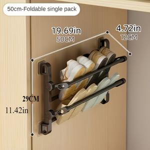 TEMU 공간 절약형 벽걸이 신발 선반 | 쉬운 설치 및 청소 | 스테인레스 스틸 | 출입구, 욕실, 옷장, 책상 아래에 적합 | 다층 디자인으로 다양한 보관을 위한 신발 보관 정리함