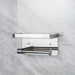 TEMU 스테인리스 스틸 화장실 용지 홀더와 선반 - 이중 사용, 벽걸이, 드릴 없음 설치, 브러시드 마감, 조직 및 향기 치료 보관에 이상적, 미적 욕실 액세서리|현대 욕실 장식|이중 기능성, 욕실 장식 및 액세서리