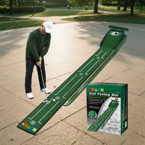 TEMU 프로 미니 골프 퍼팅 매트 실내/야외용 - 컴팩트 볼 리턴 시스템, 정렬 가이드 & 내구성 있는 주름 방지 벨벳 표면 | 홈/오피스용 골프 트레이닝 보조 도구