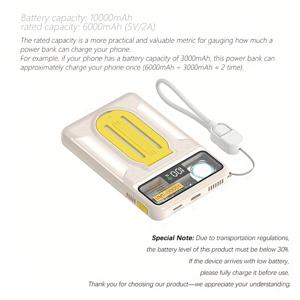 TEMU 10000mAh 마그네틱 충전 케이스 (15W/20W 고속 충전, 내장형 휴대폰 스탠드 & 열축 팬, 휴대용 보조 배터리, USB-C 충전, 컴팩트 디자인, 내구성 좋은 소재)