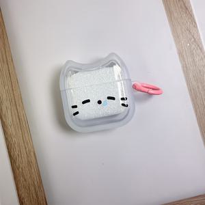 TEMU 1/2/3세대 에어팟 프로2용 귀여운 수면 고양이 케이스 - 키체인 포함 투명 보호 커버, 내구성 있는 PBT 소재, 부드러운 터치 완성, 긁힘 방지 및 충격 방지, 고양이 액세서리