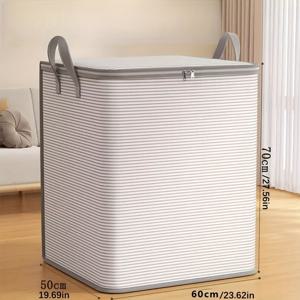 TEMU 옷과 담요를 위한 대형 접이식 수하물 정리 가방 - 내구성 있는 휴대용 주최자, 손잡이 및 지퍼 클로저, 핸드워시 가능한 폴리에스터, 이불, 침구류, 장난감에 적합 - 회색 직사각형