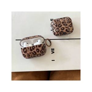 TEMU 가을과 겨울 반투명 갈색 프린트 이어폰 케이스 + 걸이 링 애플용 AirPodsPro2 케이스/for AirPodsPro 케이스/for AirPods4 케이스/for AirPods3 케이스/for AirPods2 케이스