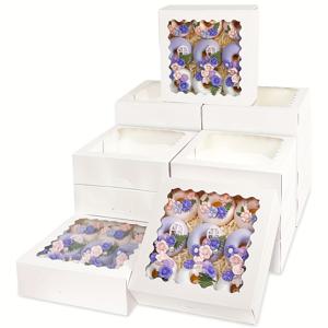 TEMU 30개 백화점 상자 9 x 9 x 2.5인치 케이크 상자 쿠키 상자 창문이 있는 파이, 쿠키, 과자, 스매시 하트, 딸기 및 머핀용