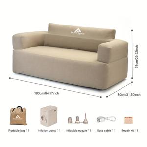 TEMU 야외용 인플레이터블 더블 소파, 오래 사용해도 형태 유지, 원터치 무선 펌프로 간편한 공기 주입 및 배출, 휴대용 캠핑 의자, 피크닉 라운지 체어, 뮤직 페스티벌·사무실 휴식·공원 잔디에 적합|캠핑의자|좌식의자|의자