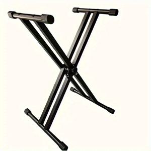 TEMU 1개 조절 가능한 X-스타일 더블 서포트 디지털 피아노 키보드 스탠드 - 내구성 강한 금속 구조, 인체공학적 디자인, 튼튼한 X 프레임 & 고무 발, 블랙, 음악가용 액세서리