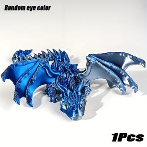 TEMU 1pc 3D 프린트 아티클레이션 드래곤 모델, 안경 랜덤 컬러 - 생생한 블루 윙 드래곤 스타투, 내구성 있는 플라스틱, 가정 사무실 책상, 어항, 실내/실외 장식, 판타지 선물 (눈 색 랜덤), 드래곤 장식, 판타지 선물 프로젝트에 적합합니다.