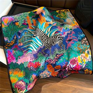 TEMU 100% 머플러 실크 스카프 53x53cm - 생동감 넘치는 트로피컬 플라워 프린트 스퀘어 스카프, 통기성 좋은 비신축성 여성 & 남성용 패션 액세서리, 다목적 아웃도어 & 포멀 웨어 장식품, 고급 소재, 대담한 패턴, 스타일 애호가들을 위한 스타일리시 디자인, 핸드 워시 전용