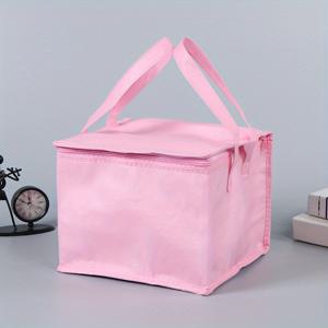 TEMU 휴대용 접이식 보온 도시락 가방 & 아이스팩 필요 없는 쿨러 - 비식품 접촉 등급 비직물 보온 토트백, 캠핑용 - 다양한 색상 (터키석, 핑크, 화이트, 블랙, 옐로우) - 도시락 홀더 포함, 비식품 접촉|얼음주머니