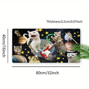 TEMU 큰 재미있는 고양이 이모티콘 마우스 패드 - 귀여운 행성 디자인, 미끄럼 방지 고무 베이스, 스티치된 가장자리, 게임 및 가정 사무실 데스크에 완벽, 이상적인 선물 아이디어, 게임 마우스 패드