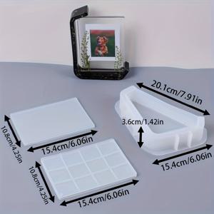 TEMU DIY 레진 실리콘 주얼리 몰드 - 이중 칸막이 직사각형 사진 프레임 디자인, 에폭시 레진 캐스팅용 불규칙 모양, 수제 홈 데코 공예 몰드 (전기 필요 없음), 디자인, 내구성 있는 제작 도구, 창의적인 취미 활동가용