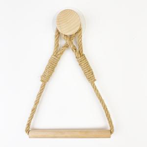 TEMU 1pc 손수 짠 로프 롤업 홀더 - 욕실용 드릴 없음 자체 접착식 벽걸이 화장지 홀더, 꽃무늬, 단단한 나무 및 로프 디자인, 공간 절약 욕실 정리함, 화장지 보관, 원시 , 자연스러운 질감