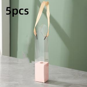 TEMU 장미 & 튤립 꽃무늬 접이식 투명 핸드헬드 플라워 박스 5개 - 플라워샵, 부케 포장, 선물 포장용 접이식 플라스틱 포장 - 내구성 & 공간절약형 디자인