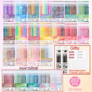 TEMU LANGUO207pcs 신규 컬러 젤펜 세트 대용량 핸드 아카운트 젤펜 다이어리 스크랩북 DIY 컬러링북 드로잉 낙서 펜 사무용품 사무 액세서리