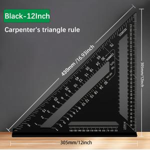 TEMU 알루미늄 삼각자 - 고정밀도 측정 도구, 목공, 엔지니어링 및 목수 작업을 위한 2가지 크기 (7/12 인치 및 1/16 인치), 내구성 있는 금속 디자인, 명확한 숫자 및 단위, 엔지니어링 및 DIY 프로젝트, 목공 도구, 명확한 숫자 표시, 견고한 구조