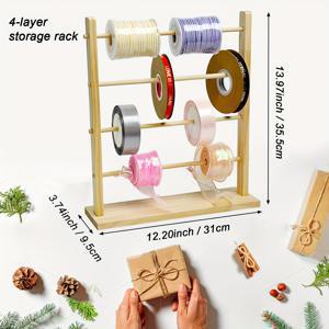 TEMU 1개 나무 리본 홀더, 스풀 정리대, 리본 및 실 전시용 스탠드 – 공예실, 케이크 가게, 꽃가게에 이상적한 리본 보관함
