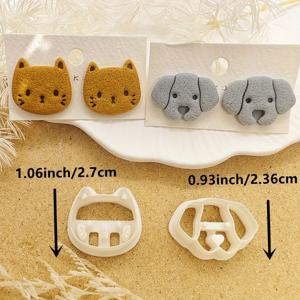 TEMU 2개 세트 귀여운 고양이와 강아지 폴리머 클레이 커터 - DIY 주얼리 이어링 만들기에 완벽한 애완동물 테마