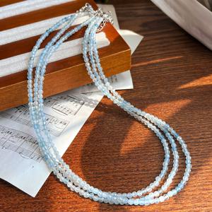 TEMU 1개 연한 하늘색 목걸이, 천연 아쿠아마린 스톤 - 우아한 스타일, 일상 및 휴가용으로 완벽, 가족, 친구 및 연인을 위한 이상적인 선물, 사계절 액세서리, 휴가용 주얼리| 스타일 목걸이|천연 스톤 목걸이, 블랙 새틴 블라우스, 블랙 블라우스, 비즈 목걸이, 아쿠아마린 목걸이, 커플용 체인, 남성용 목걸이, 고품질 여성용 주얼리