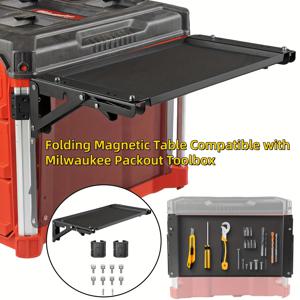 TEMU 밀워키 팩아웃 툴박스 호환 접이식 자석 테이블, 강력한 자석 툴 트레이로 팩아웃 시스템 완벽 활용, 도구 정리,휴대용 작업대,접이식 디자인,컴팩트 스토리지,강화된 프레임,헤비듀티 트레이,공구 홀더,팩아웃 호환 가능,DIY 애호가,워크숍 사용자|사이드테이블|티테이블