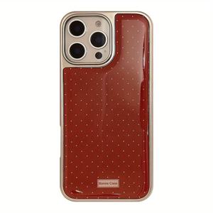 TEMU 레드 폴카 도트 실버 엣지 라이트 베이지 핏 하이드로겔 폰 케이스, 아이폰 16/16 프로/ 프로/14/14 프로/13/13 프로/12/12 프로/11 호환 - 여학생과 가족을 위한 완벽한 휴가 선물|아이폰케이스