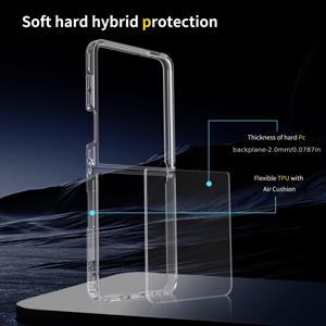 TEMU 삼성 갤럭시 Z 플립 7, 6, 5, 4, 3에 적합한 슬림 하드 PC 투명 폰 케이스, 플립 커버, 5G 충격 방지 디자인 및 비즈니스 스타일