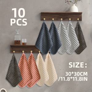 TEMU 10개입 다크 캔디 행잉 핸드 타월, 고흡수력, 부드럽고 가벼운 베이지톤, 주방, 욕실, 홈용, 주방 타월,욕실 타월,클래식 패턴,빈티지 미학,높은 흡수력,빠른 건조 타월,흡수성 타월,걸이형 타월,실용적인 가정주부